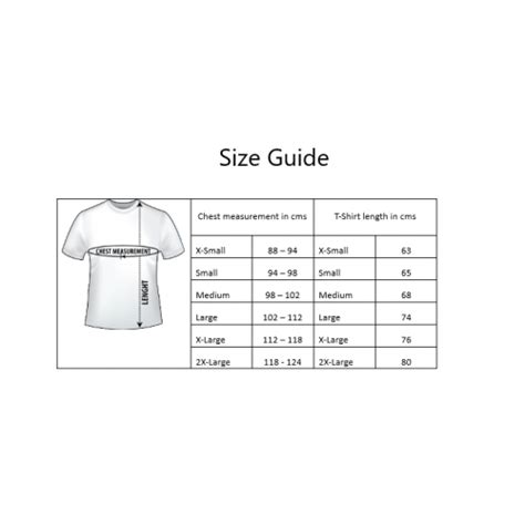 saba size chart.